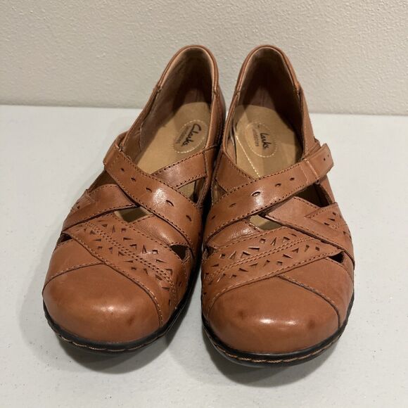 Clarks Bendables Women's Loafers Shoes Size 10 Leather Brown EUC - Picture 1 of 16